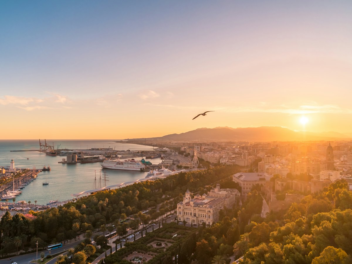 Portada de la web de Quality Mar, con una vista de Málaga a página completa